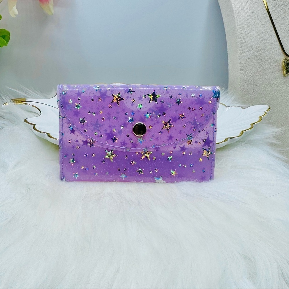 Starry Star Purple Clear Card Case Wallet